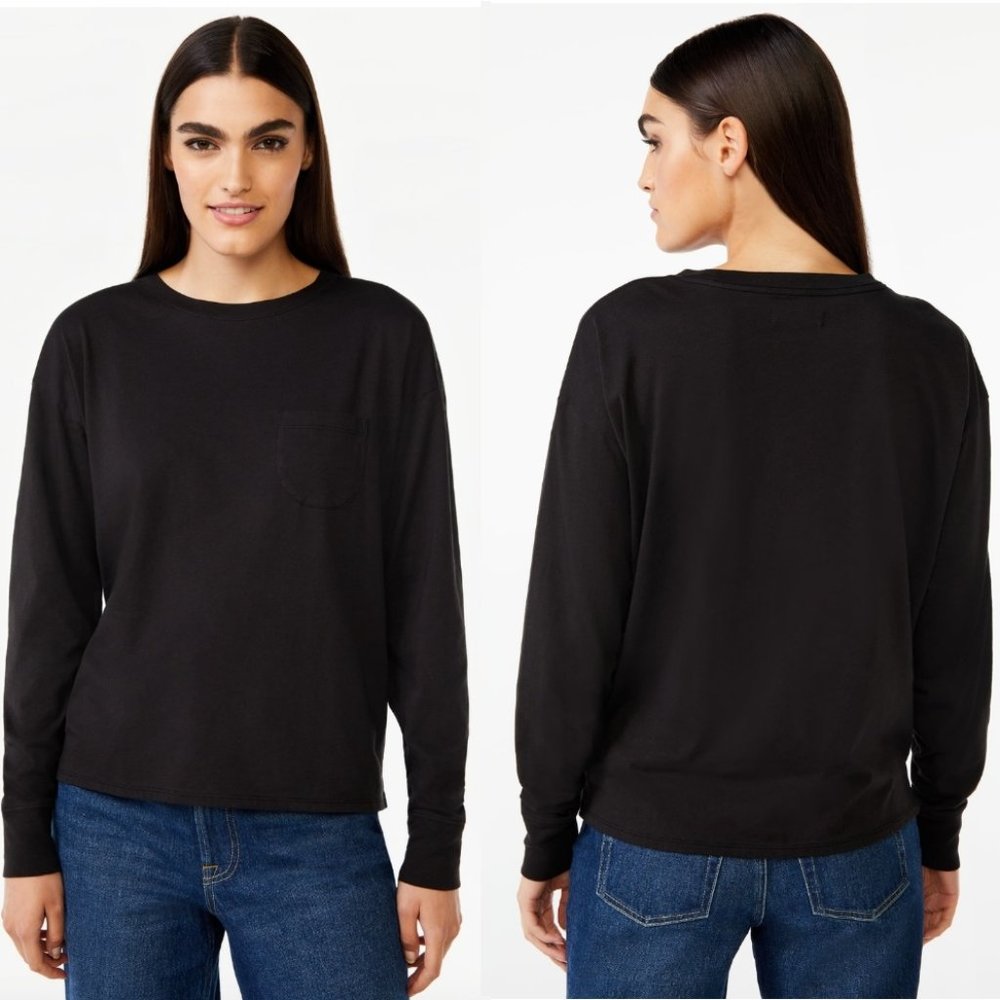 NWT Free Assembly Women's Pocket Boy Tee with Long Sleeves